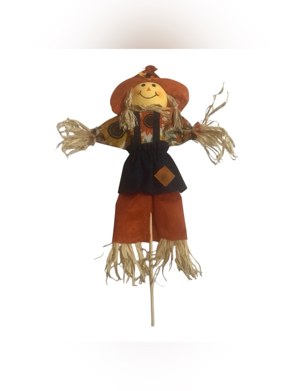 Harvest Scarecrow with Orange Hat & Pants Decorative Pick, 14 in